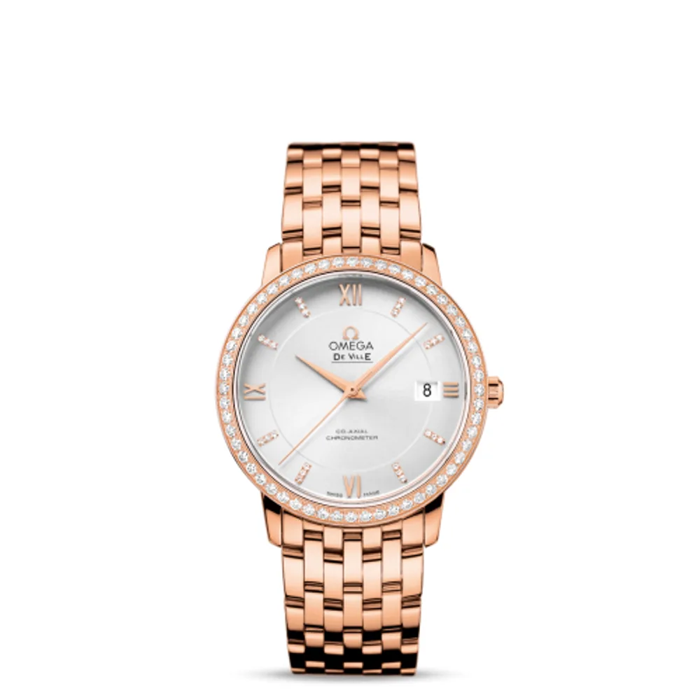 Omega De Ville Prestige Co-Axial 36.8 Red Gold Diamond / Silver / Diamond / Bracelet