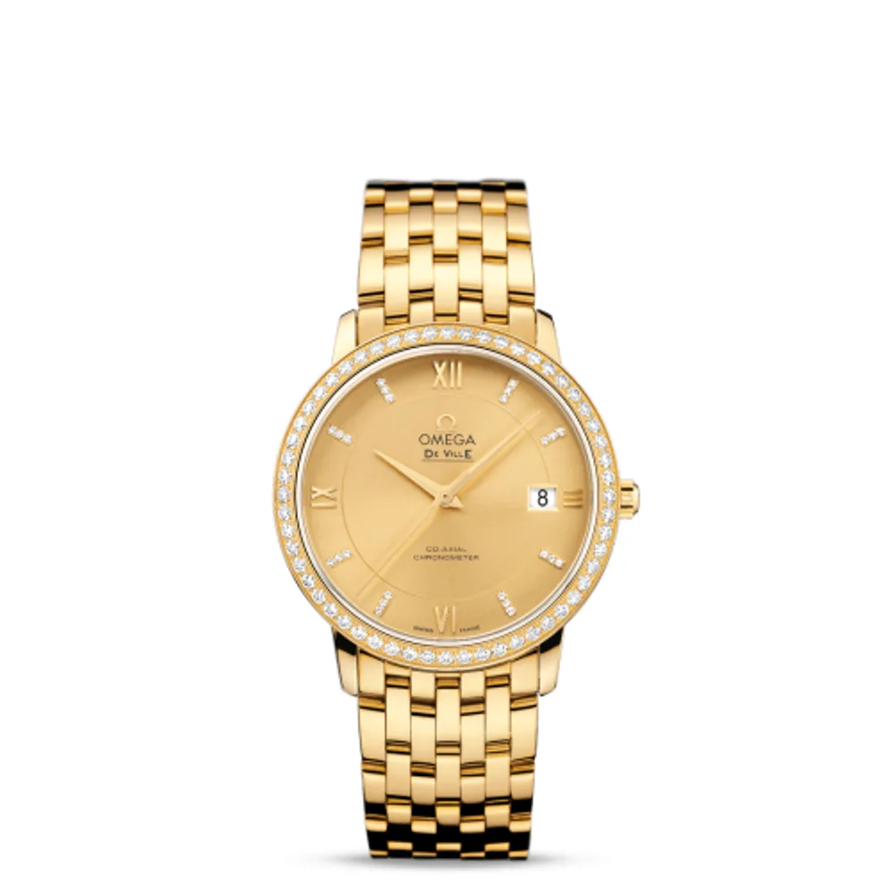 Omega De Ville Prestige Co-Axial 36.8 Yellow Gold / Champagne / Diamond / Bracelet