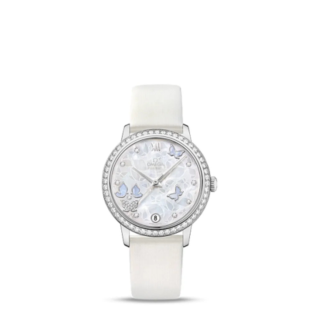 Omega De Ville Prestige Co-Axial 32.7 White Gold / MOP Butterfly / Diamond