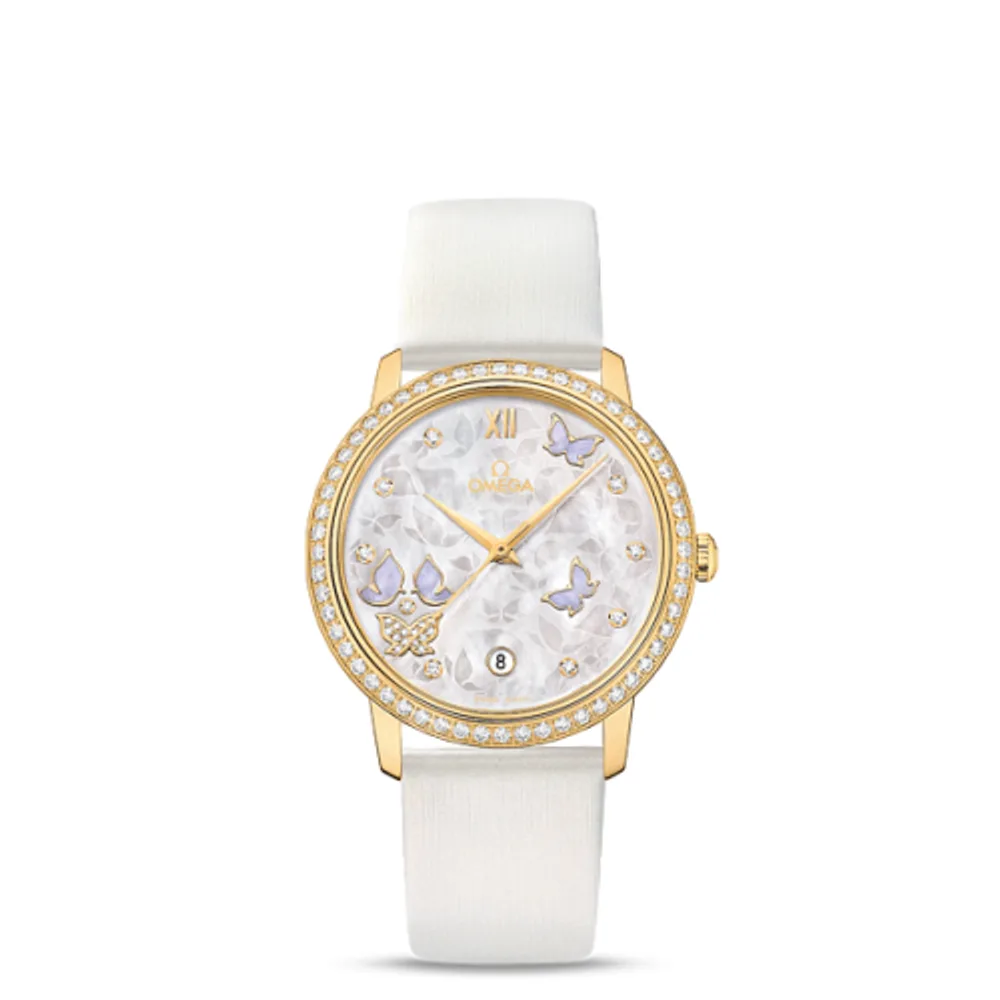 Omega De Ville Prestige Co-Axial 36.8 Yellow Gold / MOP Butterfly / Diamond