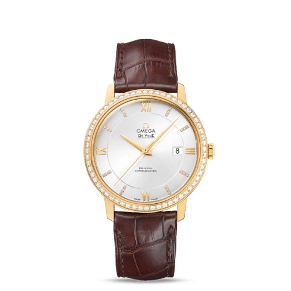 Omega De Ville Prestige Co-Axial 39.5 Yellow Gold / Silver / Diamond