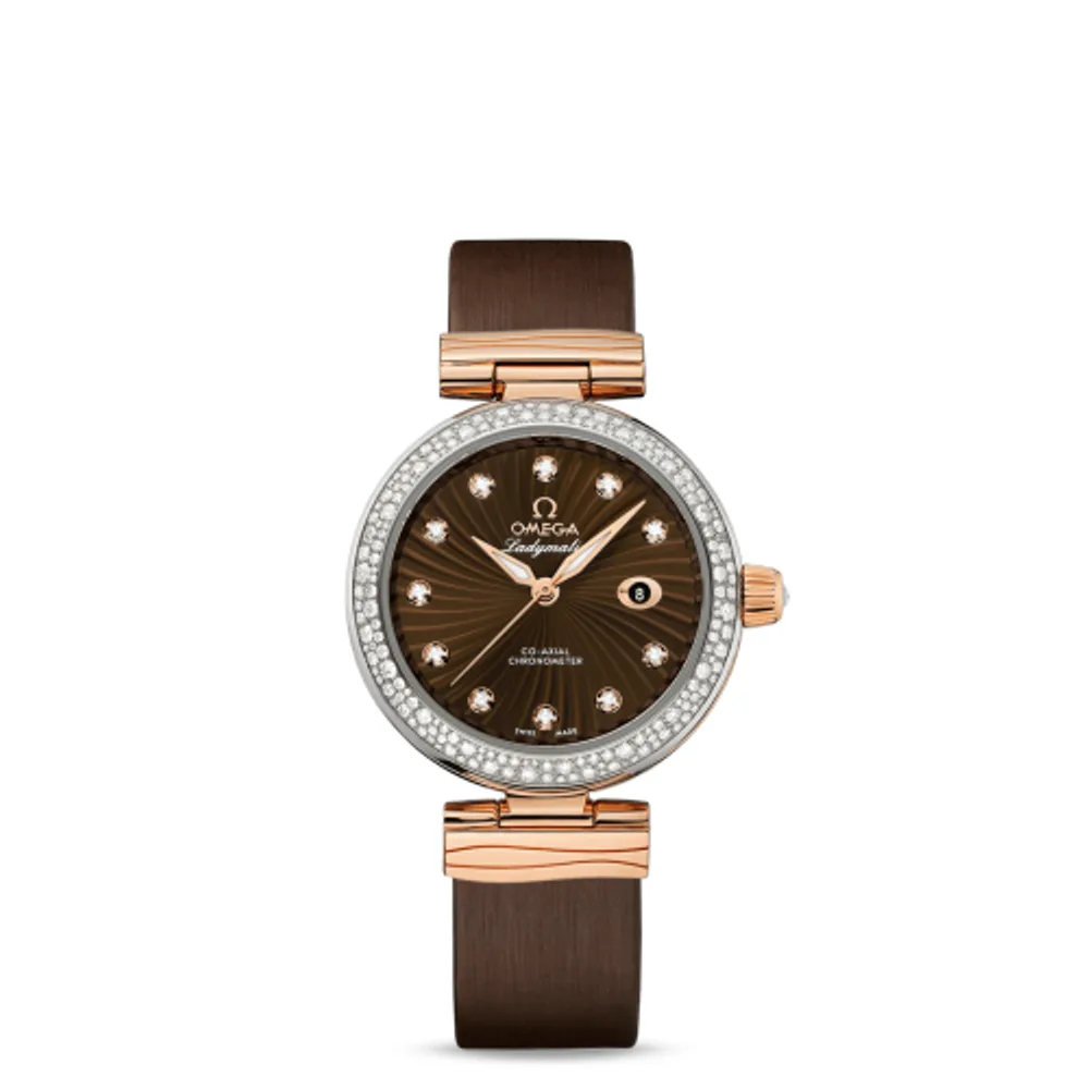Omega LadyMatic Co-Axial 34 Stainless Steel / Red Gold / Diamond / Brown