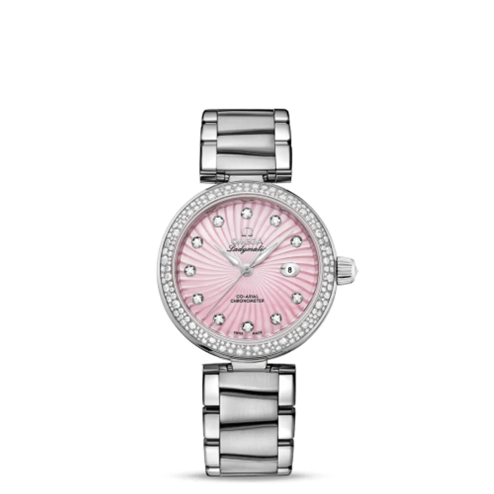 Omega LadyMatic Co-Axial 34 Stainless Steel / Diamond / Pink MOP / Bracelet
