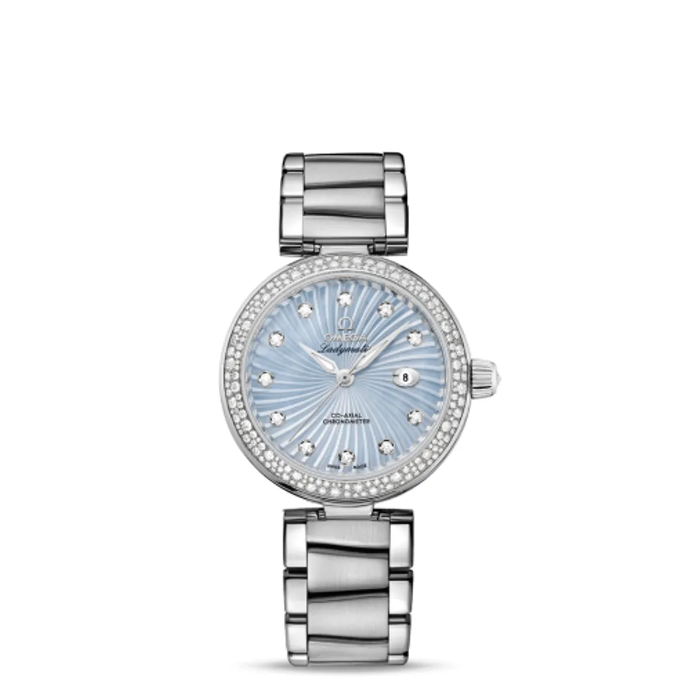 Omega LadyMatic Co-Axial 34 Stainless Steel / Diamond / Blue MOP / Bracelet