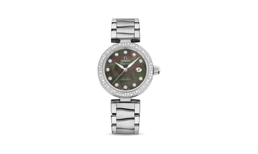 Omega LadyMatic Co-Axial 34 Stainless Steel / Diamond / Brown MOP / Bracelet