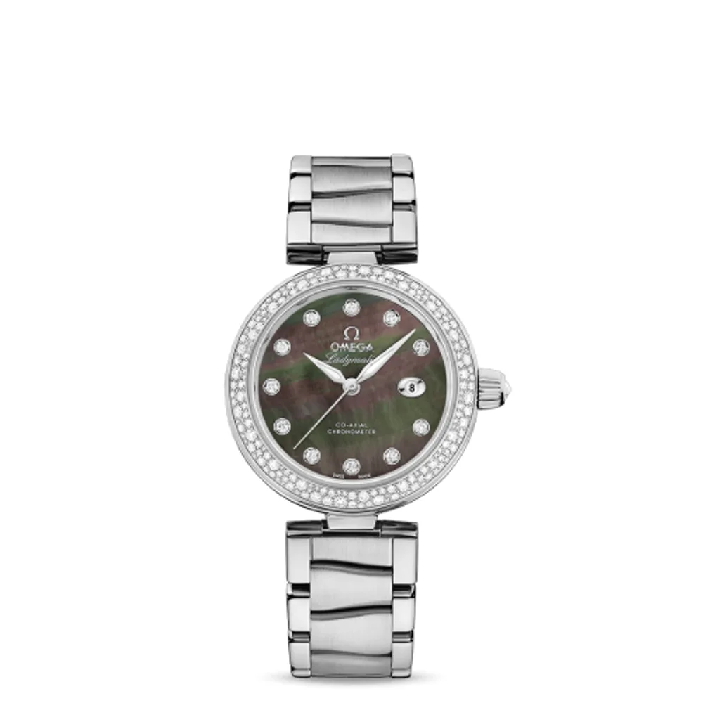Omega LadyMatic Co-Axial 34 Stainless Steel / Diamond / Brown MOP / Bracelet