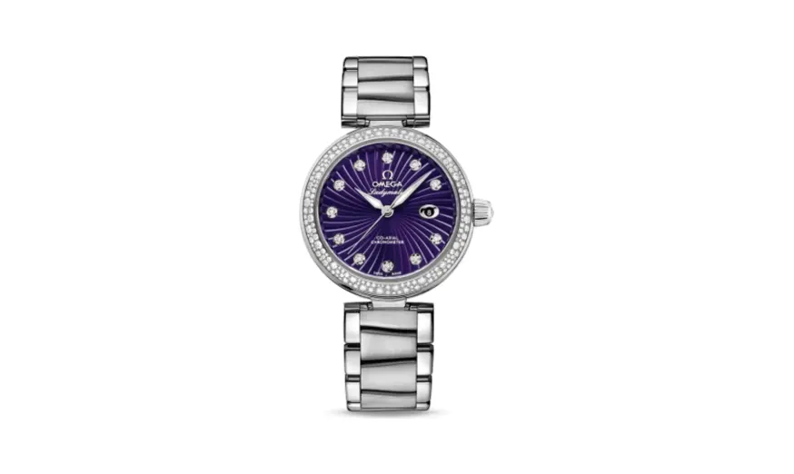 Omega LadyMatic Co-Axial 34 Stainless Steel / Diamond / Purple / Bracelet