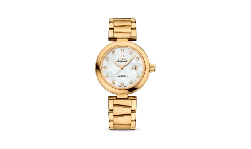 Omega LadyMatic Co-Axial 34 Yellow Gold / MOP / Bracelet