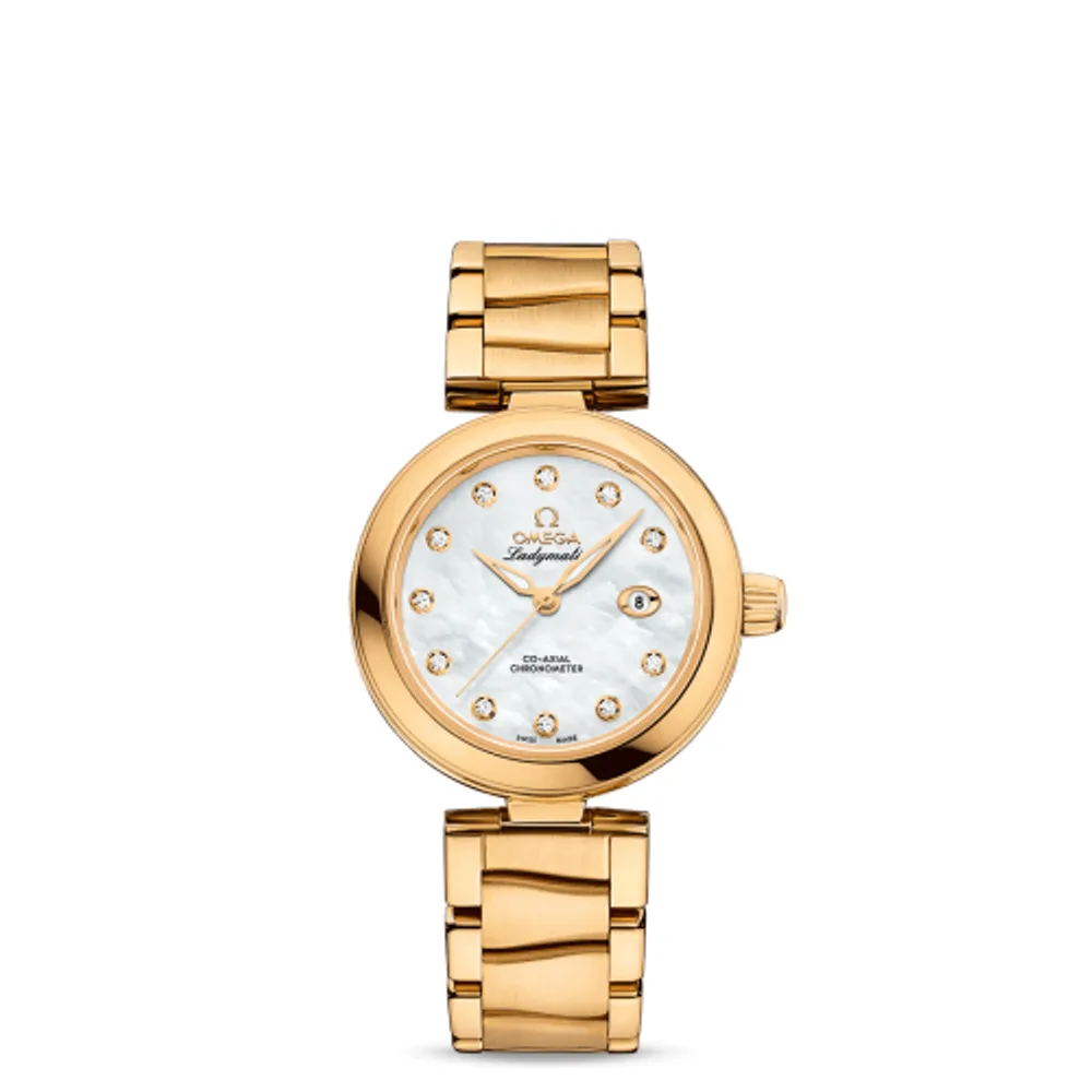 Omega LadyMatic Co-Axial 34 Yellow Gold / MOP / Bracelet