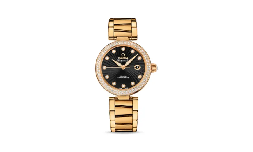 Omega LadyMatic Co-Axial 34 Yellow Gold / Diamond / Black / Bracelet