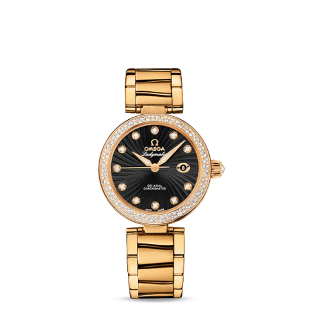 Omega LadyMatic Co-Axial 34 Yellow Gold / Diamond / Black / Bracelet