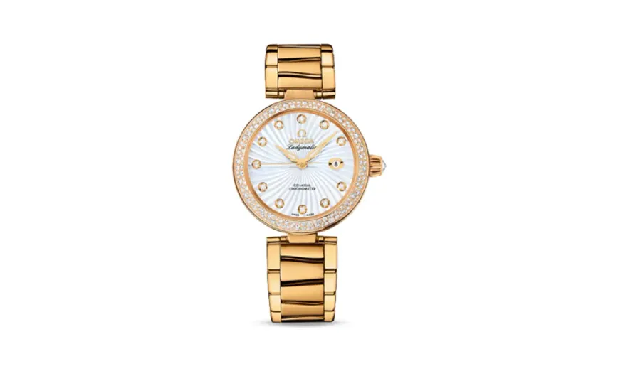 Omega LadyMatic Co-Axial 34 Yellow Gold / Diamond / MOP / Bracelet