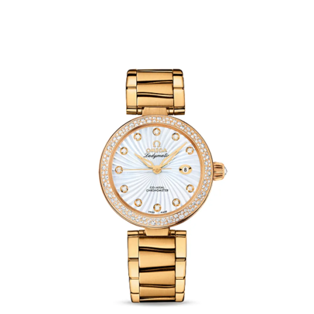 Omega LadyMatic Co-Axial 34 Yellow Gold / Diamond / MOP / Bracelet