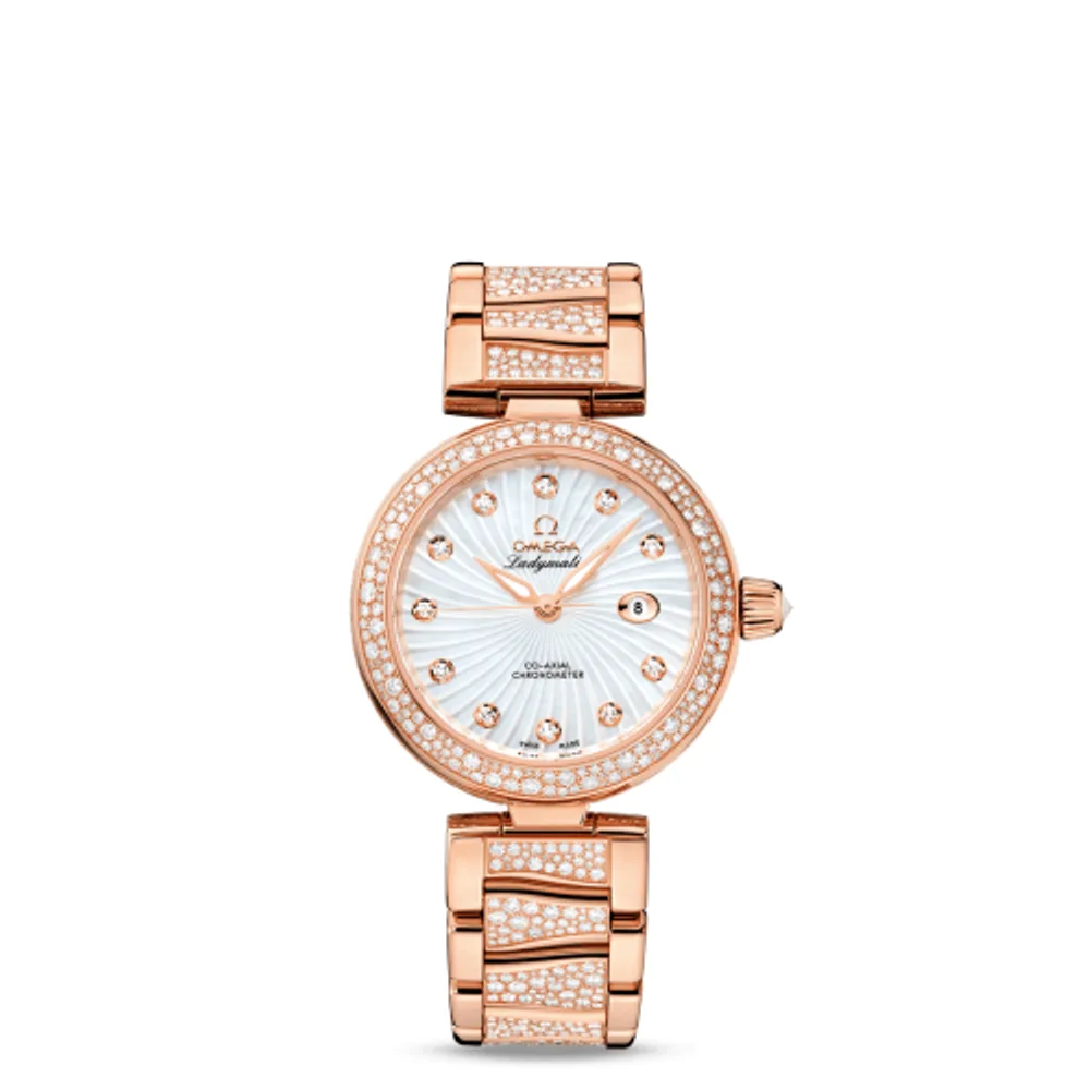 Omega LadyMatic Co-Axial 34 Red Gold / Diamond / MOP / Diamond Bracelet