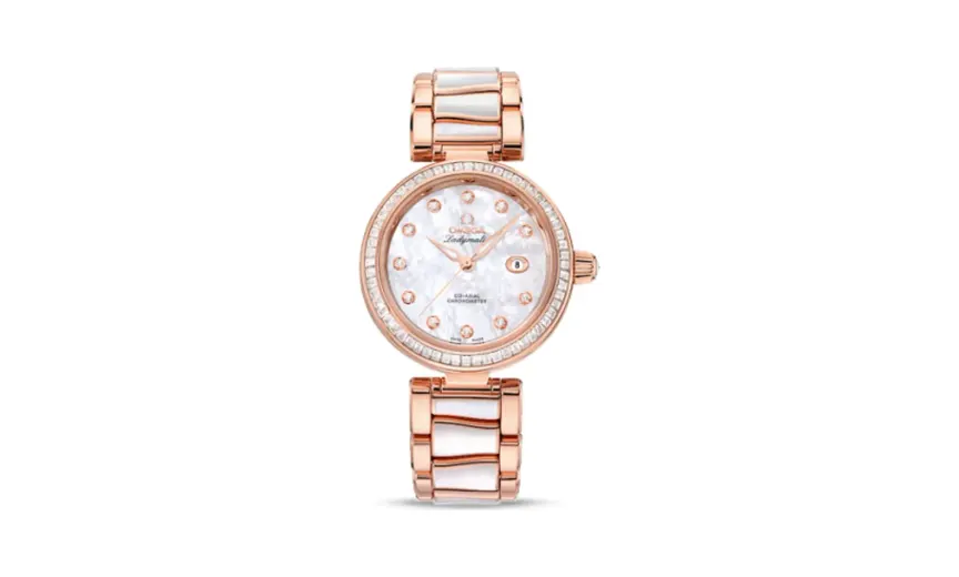 Omega LadyMatic Co-Axial 34 Sedna Gold Baguette / MOP / MOP Bracelet