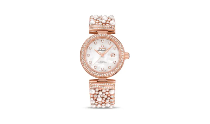 Omega LadyMatic Co-Axial 34 Sedna Gold / Pearls and Diamonds