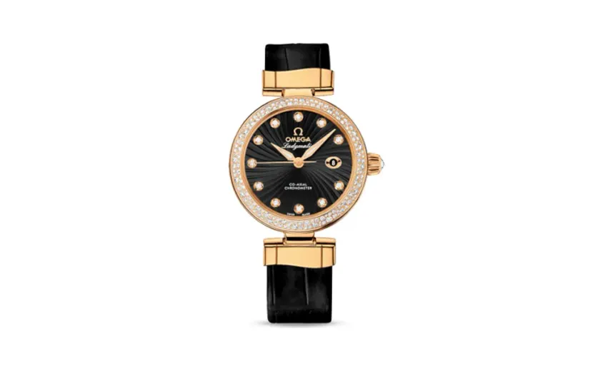 Omega LadyMatic Co-Axial 34 Yellow Gold / Diamond / Black