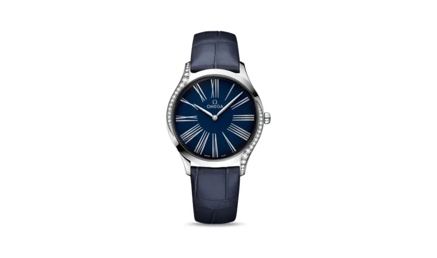 Omega De Ville Trésor 36 Stainless Steel / Blue - Roman / Alligator