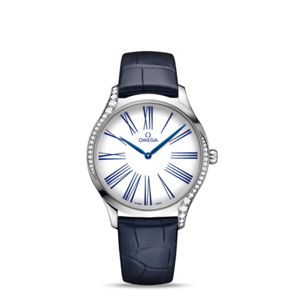 Omega De Ville Trésor 39 Stainless Steel / White - Roman / Alligator