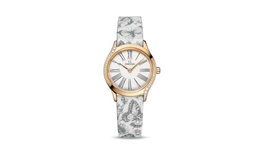 Omega Mini Trésor Quartz 26 Moonshine Gold - Diamond / White - Grey / Toile de Jouy