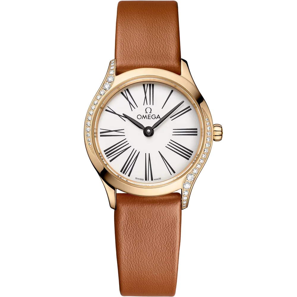 Omega De Ville Mini Trésor 26 mm, Moonshine™ gold on leather strap