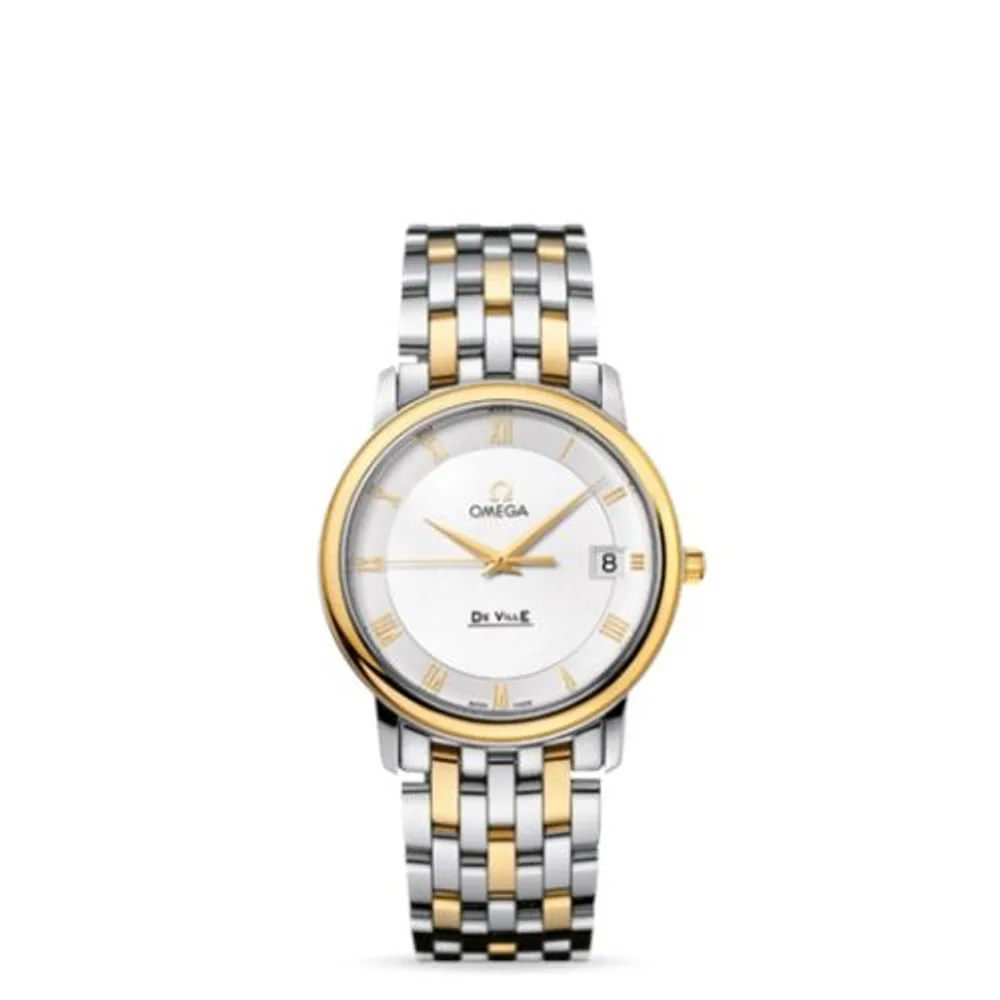 Omega De Ville Prestige Quartz 34.4 Stainless Steel / Yellow Gold / Silver / Bracelet