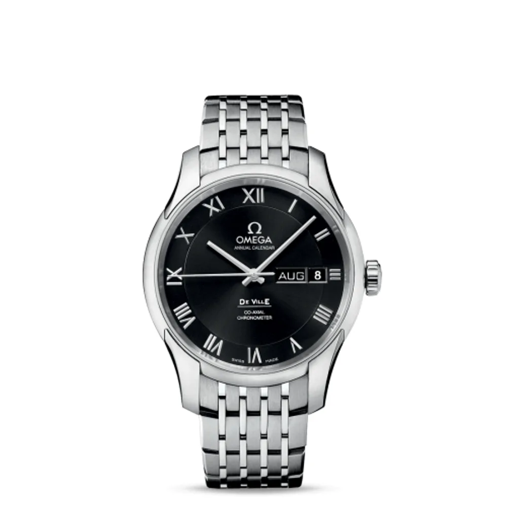 Omega De Ville Co-Axial Annual Calendar Stainless Steel / Black / Bracelet