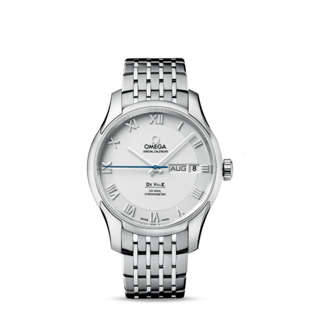 Omega De Ville Co-Axial Annual Calendar Stainless Steel / Silver / Bracelet