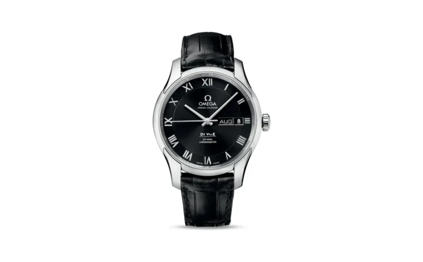 Omega De Ville Co-Axial Annual Calendar Stainless Steel / Black / Alligator