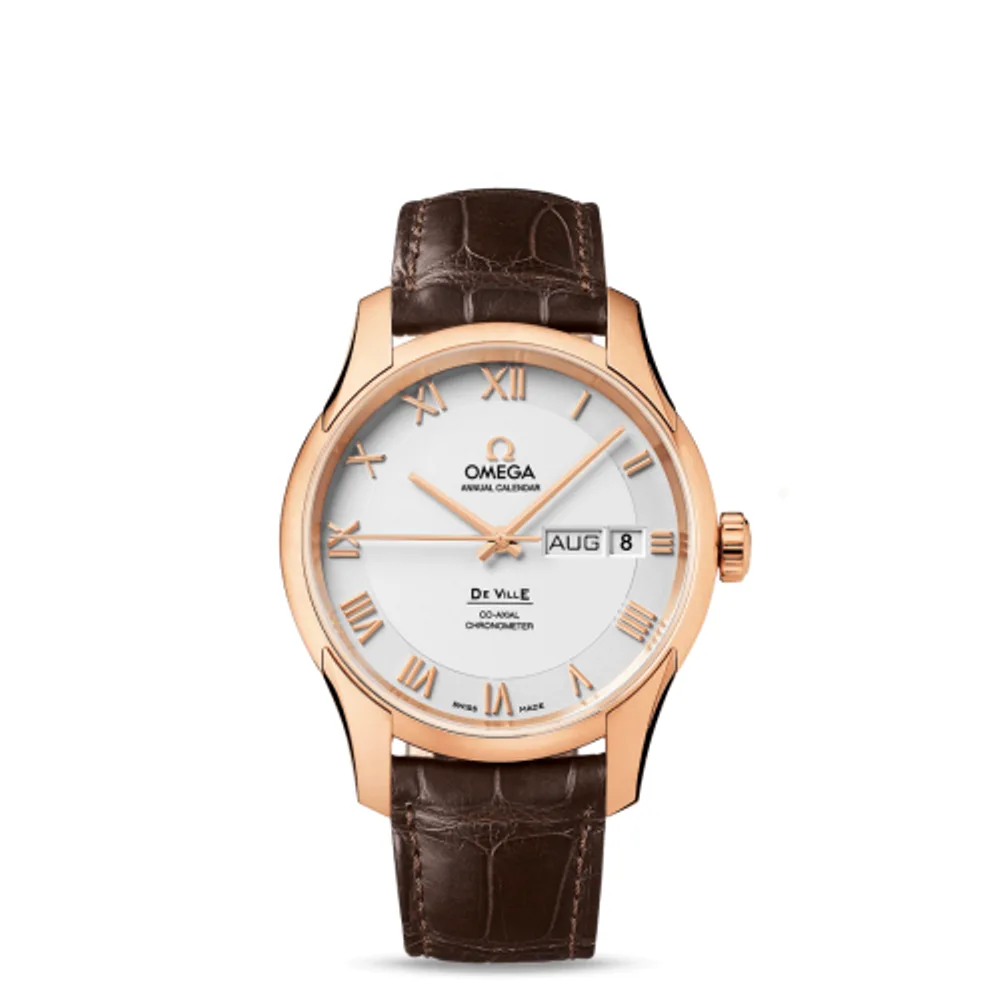 Omega De Ville Co-Axial Annual Calendar Red Gold / Silver / Alligator