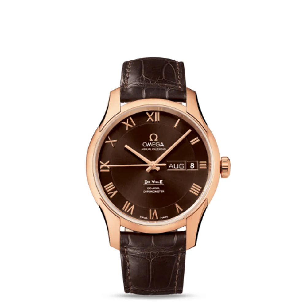 Omega De Ville Co-Axial Annual Calendar Red Gold / Brown / Alligator