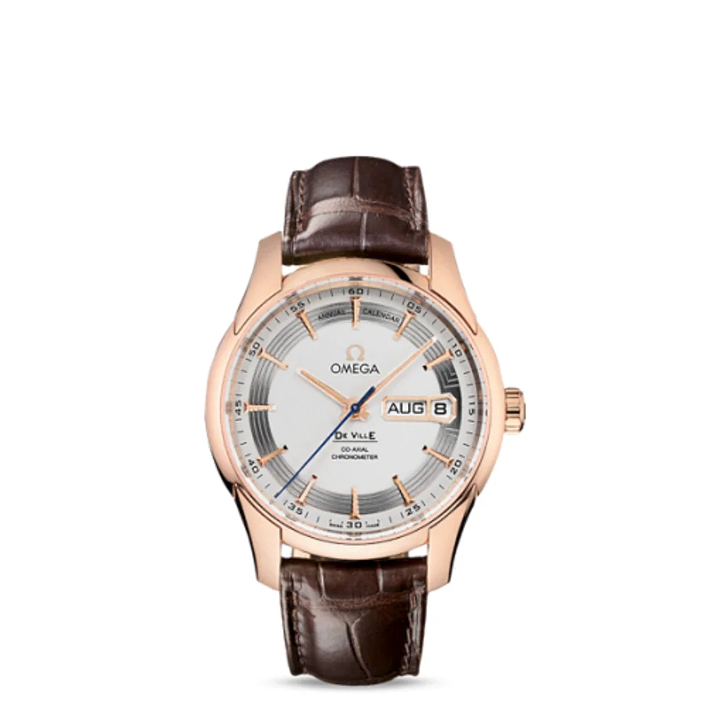 Omega De Ville Hour Vision Co-Axial Annual Calendar Red Gold / Silver / Alligator