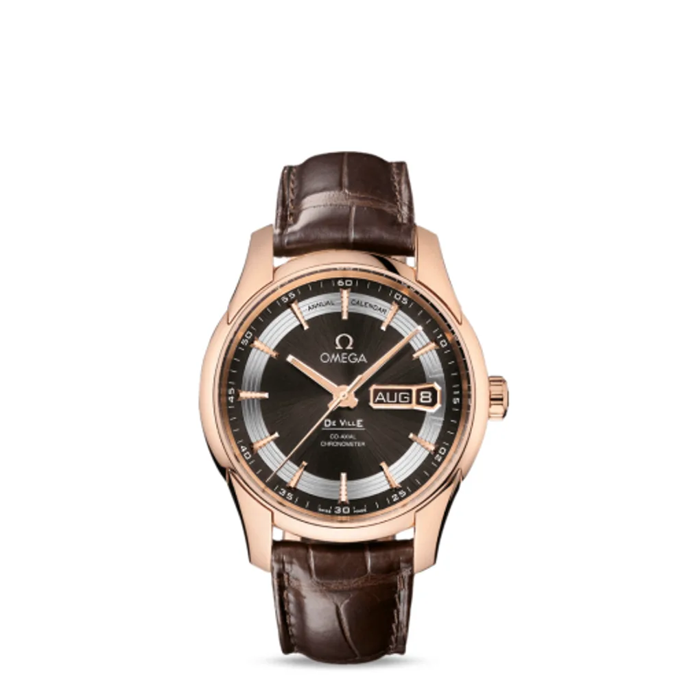 Omega De Ville Hour Vision Co-Axial Annual Calendar Red Gold / Brown / Alligator