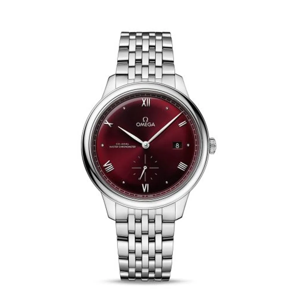 Omega De Ville Small Seconds Master Chronometer Stainless Steel / Burgundy / Bracelet