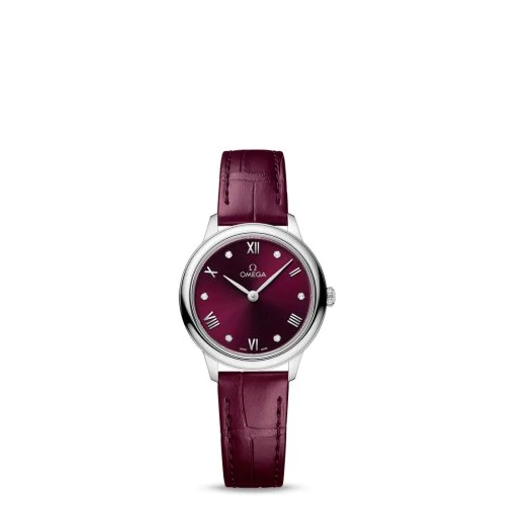 Omega De Ville Quartz 27.5 Stainless Steel / Burgundy - Diamond