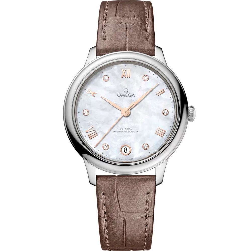 Omega De Ville Prestige 34 mm, steel on leather strap