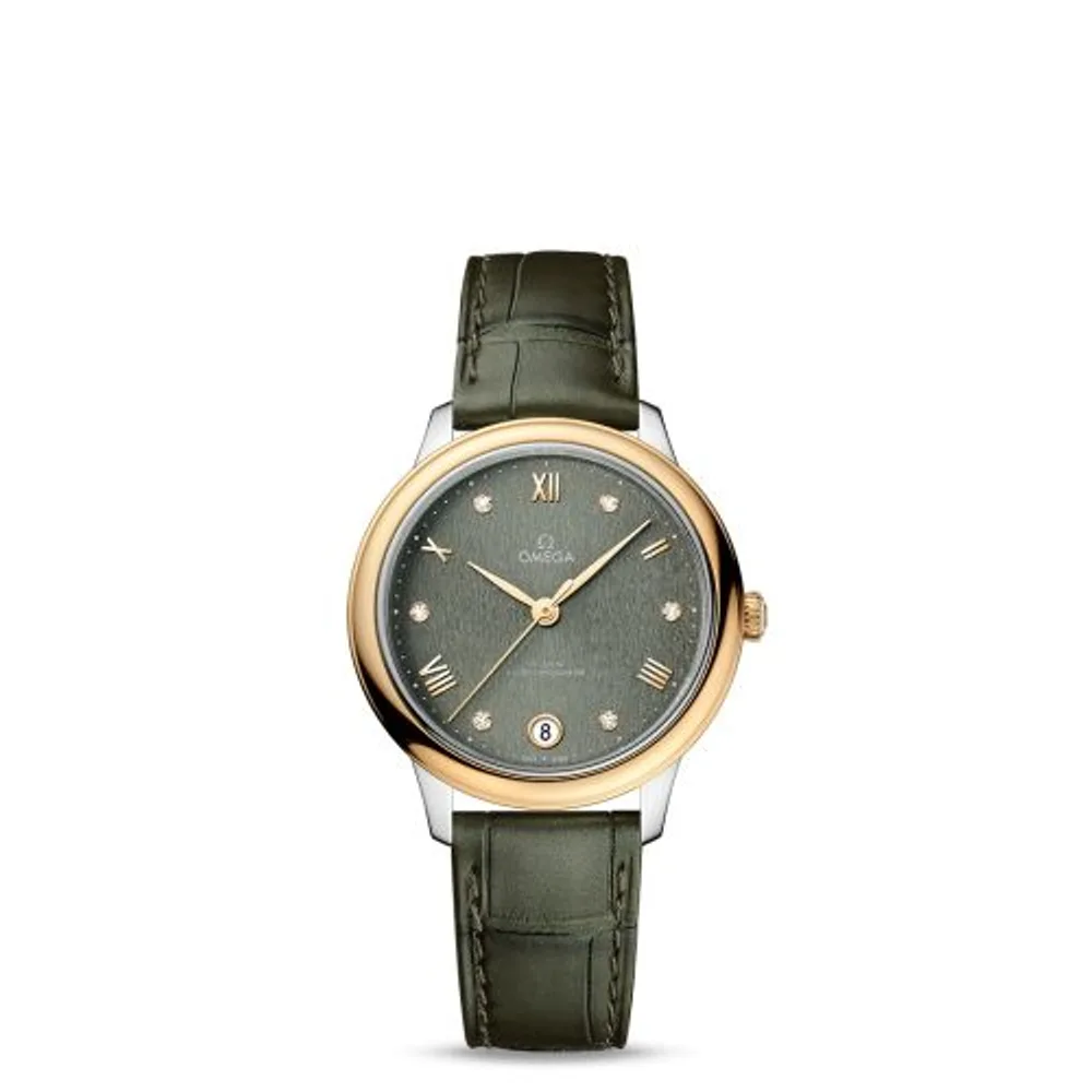 Omega De Ville Master Chronometer 34 Stainless Steel - Yellow Gold / Green - Diamond