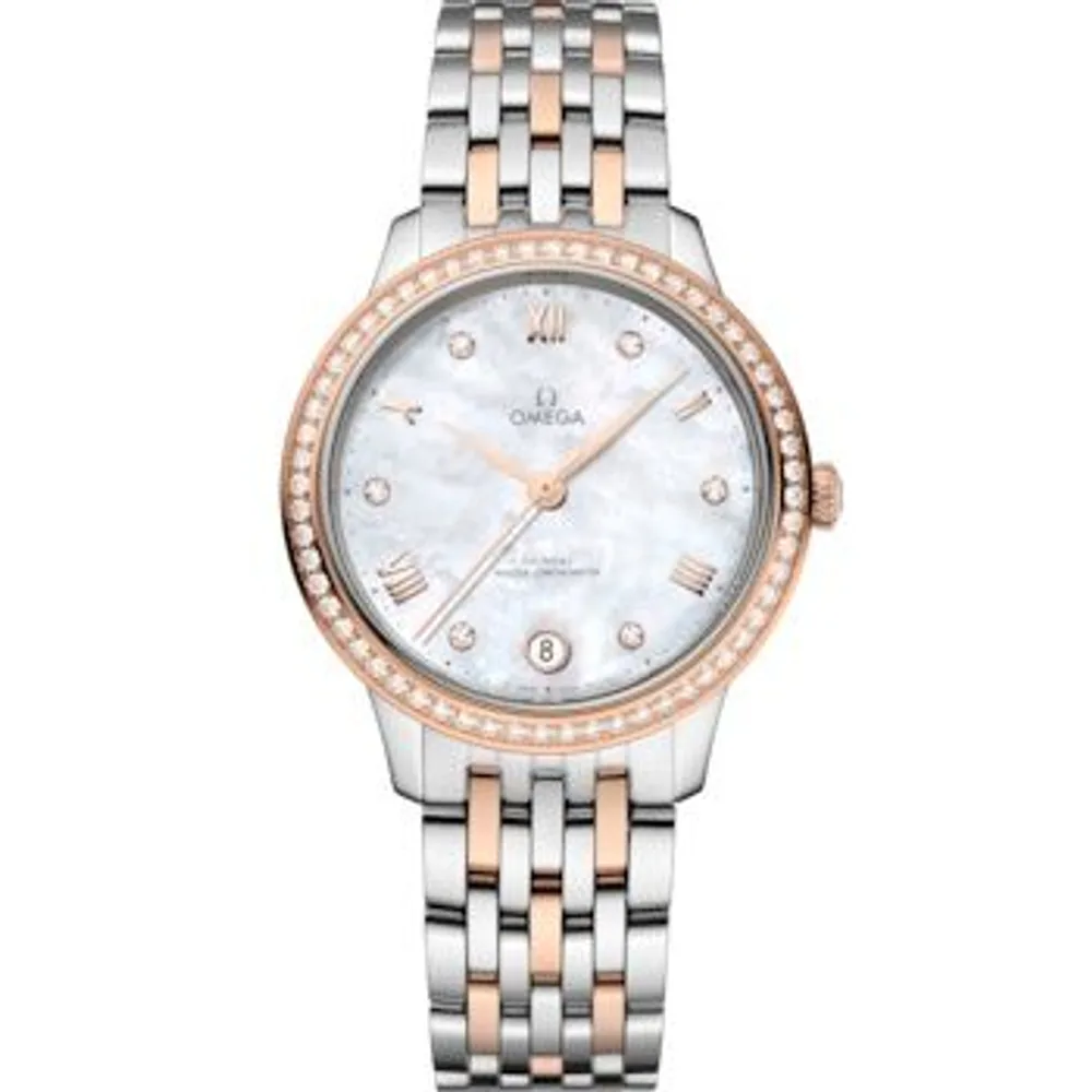 Omega De Ville Master Chronometer 34 Stainless Steel - Sedna Gold - Diamond / MOP / Bracelet