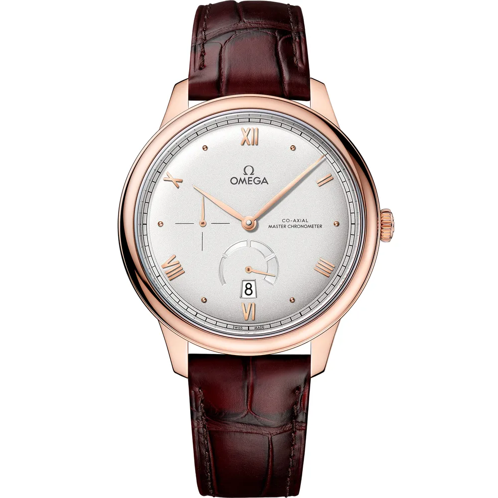 Omega De Ville Prestige 41 mm, Sedna™ gold on leather strap