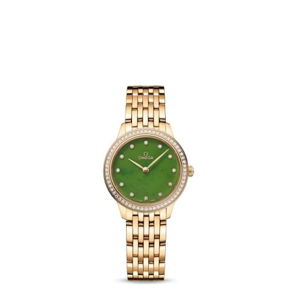 Omega De Ville Quartz 27.5 Yellow Gold - Diamond / Jade - Diamond / Bracelet