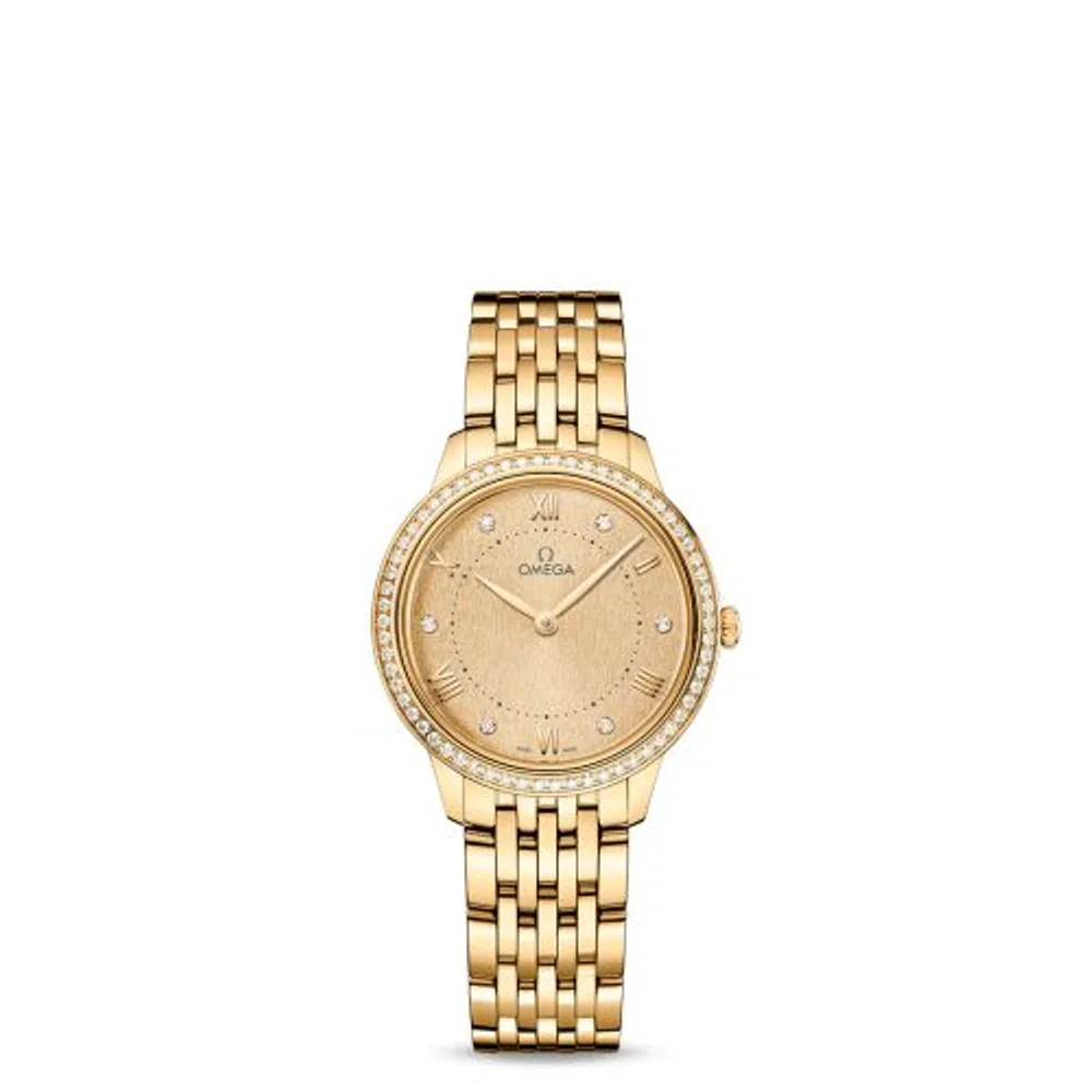 Omega De Ville Quartz 30 Yellow Gold - Diamond / Champagne - Diamond / Bracelet