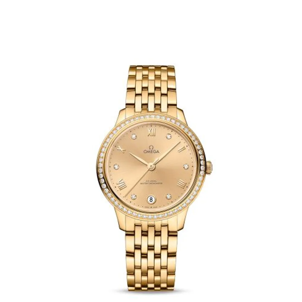Omega De Ville Master Chronometer 34 Yellow Gold - Diamond / Champagne - Diamond / Bracelet