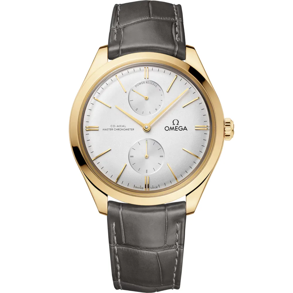 Omega De Ville Trésor 40 mm, yellow gold on leather strap