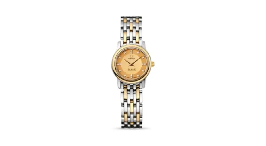 Omega De Ville Prestige Quartz 22 Stainless Steel / Yellow Gold / Champagne / Bracelet