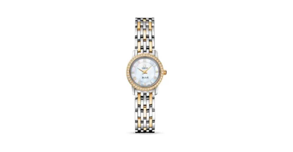 Omega De Ville Prestige Quartz 22 Stainless Steel / Yellow Gold / Diamond / MOP / Bracelet