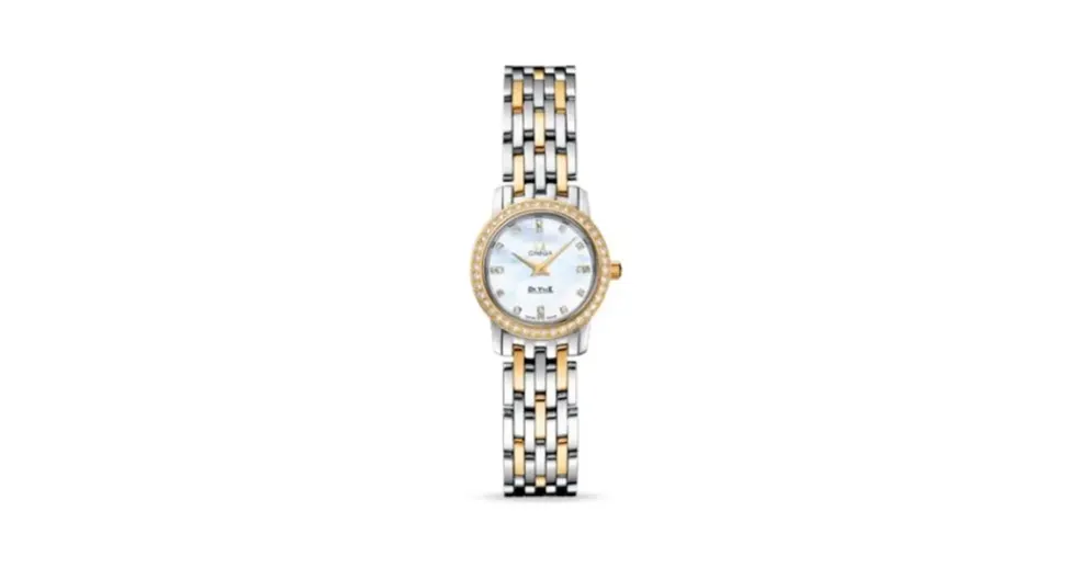 Omega De Ville Prestige Quartz 22 Stainless Steel / Yellow Gold / Diamond / MOP / Bracelet