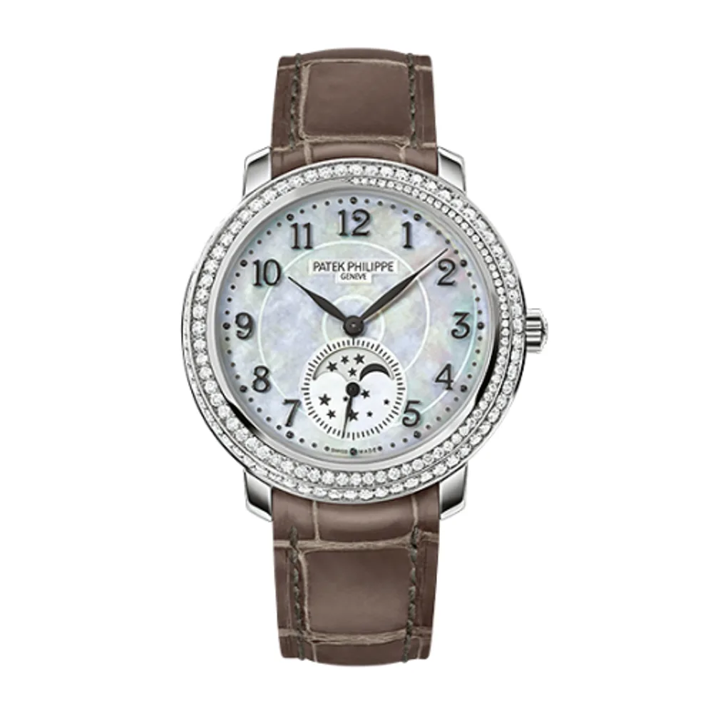 Patek Philippe Complications Moonphase 4968 White Gold / White Mother of Pearl
