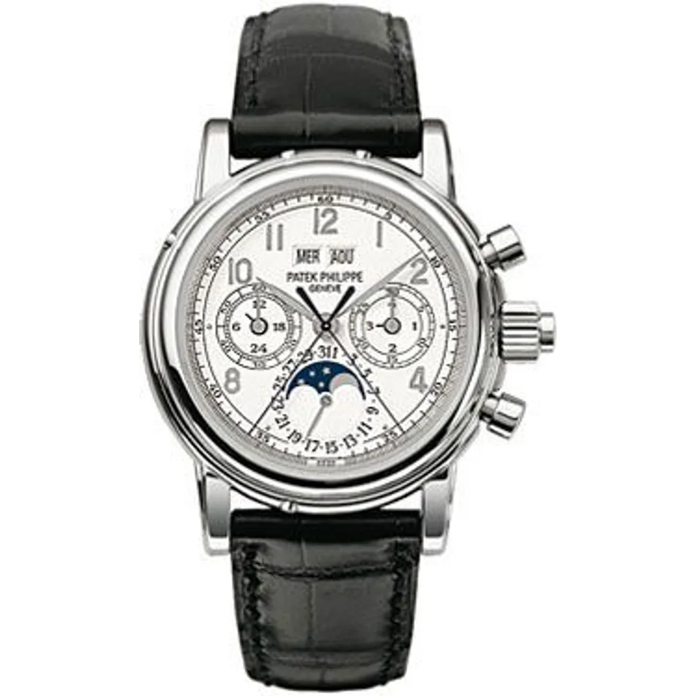 Patek Philippe Grand Complications Perpetual Calendar Split Seconds Chronograph 5004 White Gold / White Arabic