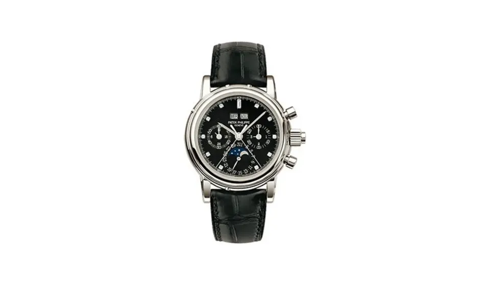 Patek Philippe Grand Complications Perpetual Calendar Split Seconds Chronograph 5004 Platinum / Black Diamond