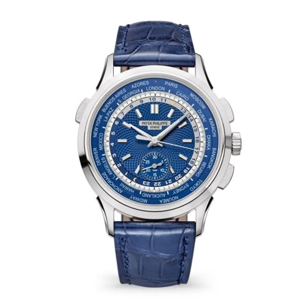 Patek Philippe Complications World Time Chronograph 5930 White Gold / Blue / Beijing